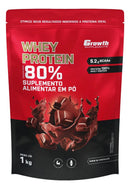 Pote pouch 1kg Whey Protein Concentrado 80% Growth Supplements sabor Chocolate
